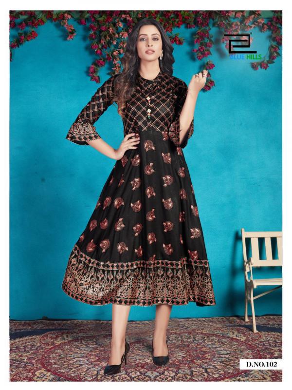 Blue Hills Classy-Rayon-With-Gold-Print-Kurti